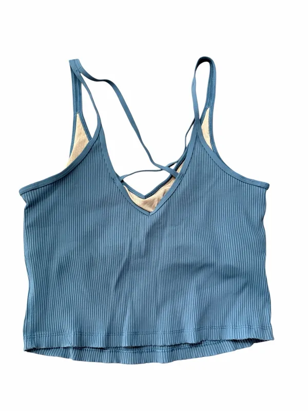 VUORI rib crop tank large pool blue - Image 3