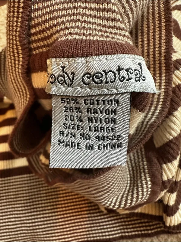 Body Central Y2K Brown Striped Fitted Sweater Top Bella Swan Twilightcore Grunge Fall Vibes - Image 4