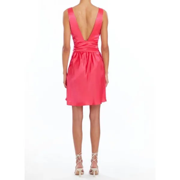 New! Amanda Uprichard Rosemary Silk‎ Mini Dress Begonia Pink Size Small $330 - Image 3