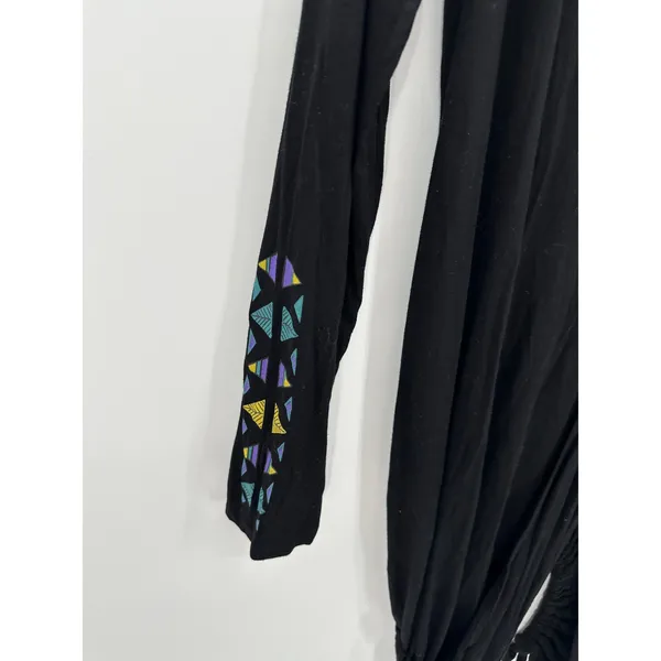 Lauren Moshi Beverly Hills Black Horse Boho Button‎ Front Hoodie Shirt Small - Image 5