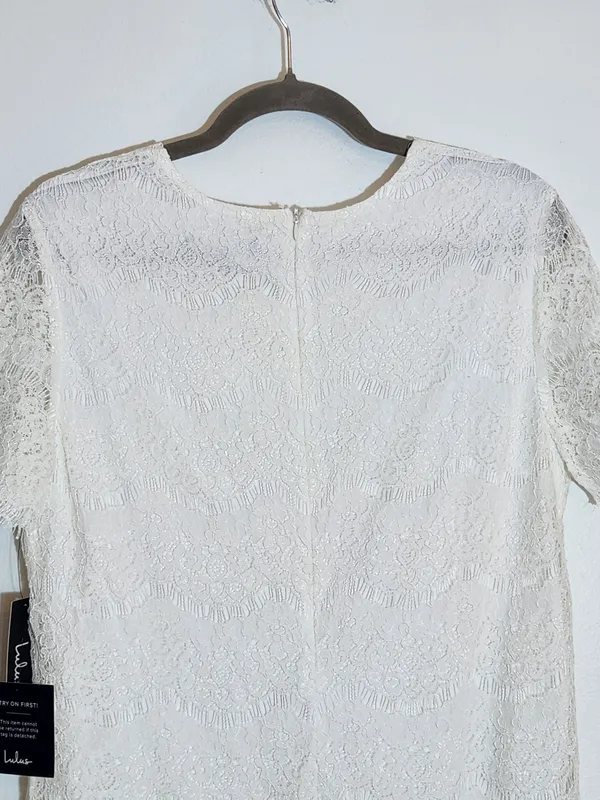 Lulus White Lace Mini Shift Dress NWT Size Large - Image 6