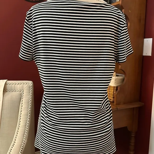 Lauren Ralph Lauren Black and White Boxy Polo Tee - Image 7
