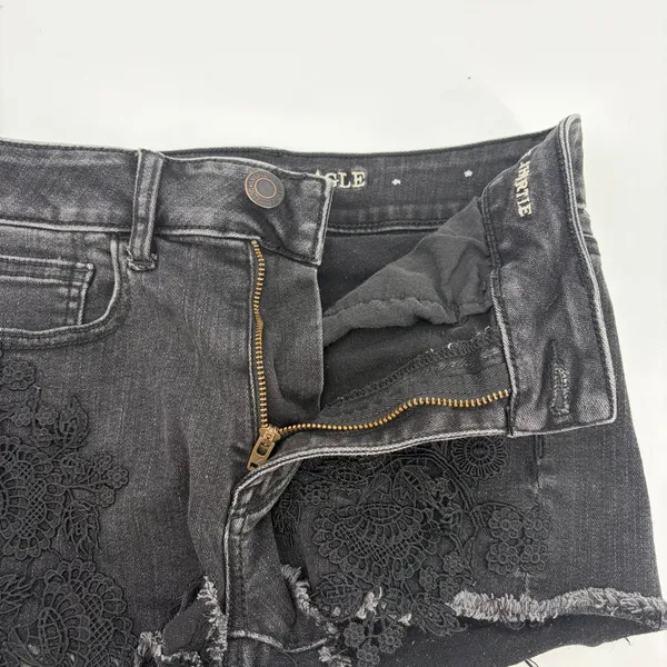 American Eagle Hi Rise Shortie Crochet Womens Shorts Sz 2 Y2K Grunge Black Goth - Image 5