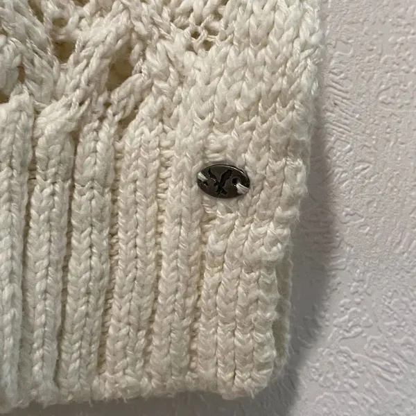 American Eagle Cream Knit Sweater | Open Cable Stitch | Size XS - Image 5