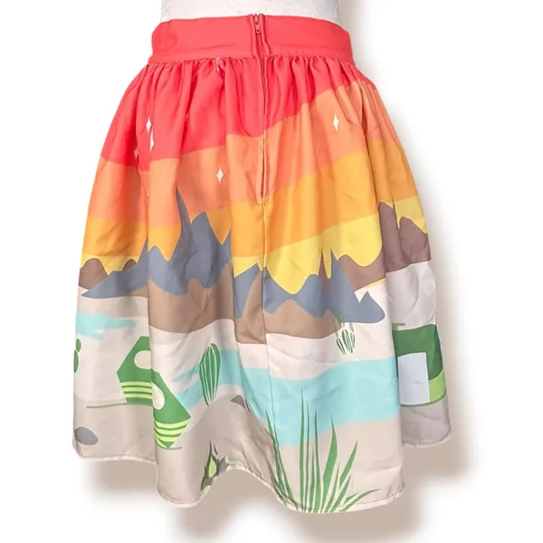 Retro Camping Skirt Camper Desert Sunset Scenic Novelty A Line USA Made Vacation - Image 4
