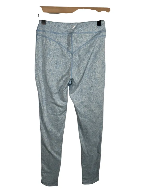 Gymshark Fleur Texture Leggings Blue Medium High Rise‎ Floral Texture Workout - Image 4