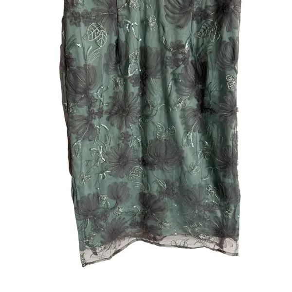 JS Collections Remy Sage Embroidered Flutter Sleeve Sheath Cocktail Midi Dress 6 - Image 7