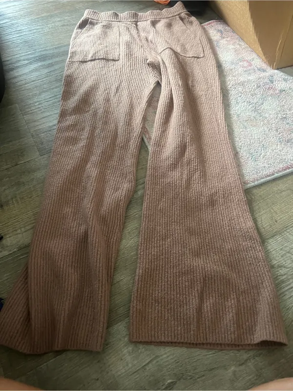Athleta felicity ribbed Wide Leg Pants Brown Stretchy Knit Relaxed Athleisure - Image 12