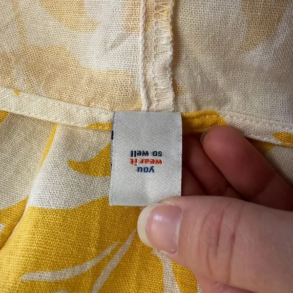 Old Navy Yellow Floral Linen Blend Mini Dress‎ L Adjustable Straps Sundress - Image 5