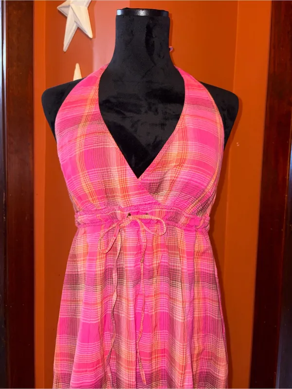 H&M Y2K Pink Plaid Maxi dress - Image 2