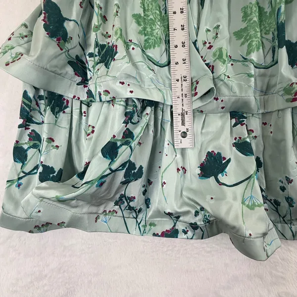 Tuckernuck Floral Tiered Dress Long Sleeve Womens XL Green Black‎ Trim READ - Image 4