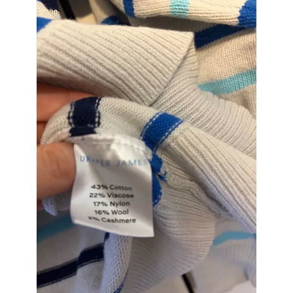 Draper James Striped‎ Sweater Womens XL Blue White Black Cotton Blend - Image 5