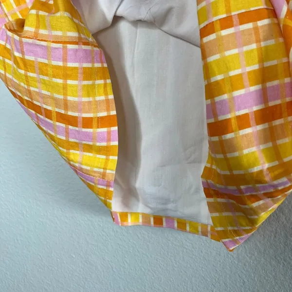 Peppermayo Girls Lunch Tube Mini Dress Splice Check Pattern Linen Blend US 6 - Image 6