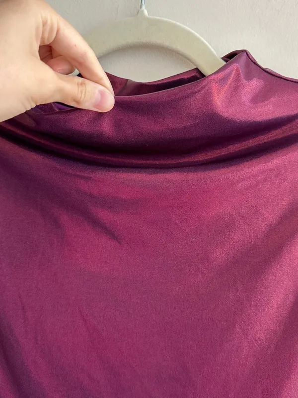 Maeve by Anthropologie Mock-Neck Ruched Shine Tank, Plum/Prune, Size Large - Image 8