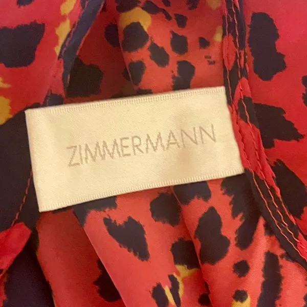 Zimmermann Wanderlust Dip Flare Red Leopard Print Silk Dress Sz 0 Retail $350 - Image 7