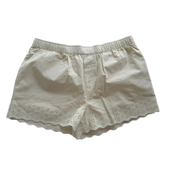 Madhappy Eyelet Boxer Short Size Small Vanilla Cotton Comfort Scallop Edge - Image 2