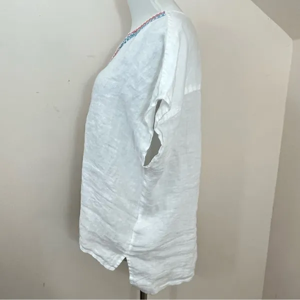 House of Harlow 1960 White Linen Embroidered Boxy Fit Top M - Image 5