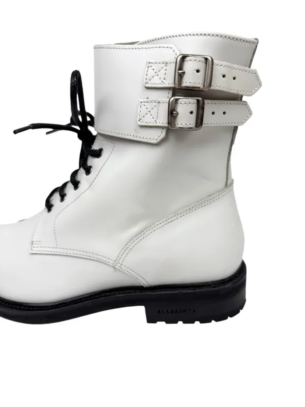 Allsaints Brigade White Leather Combat Boots Size 39 US 9 - Image 10