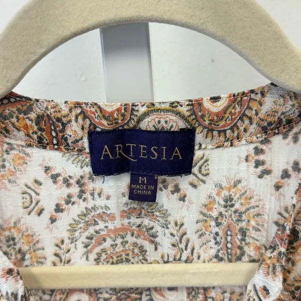 Artesia Boutique Sleeveless Boho Paisley Sleeveless Top Brown and Cream Medium‎ - Image 7