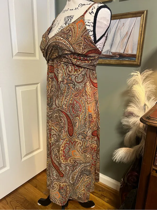 whimsy paisley dress Brown Size L - Image 3