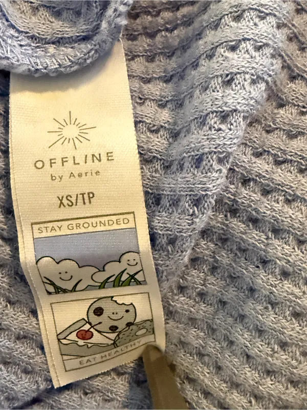 Offline by Aerie NWT Takes Two to Tango Oversized Waffle Thermal Top Blue XS - Image 7