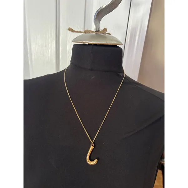 Gold-Plated J Pendant Necklace On Rope Chain 18 Inches Unisex - Image 10