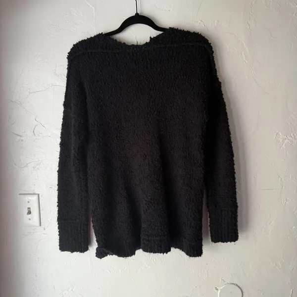 Abercrombie Fitch Popcorn V Neck Long Sleeve Sweater Black Women's Medium Preppy - Image 6