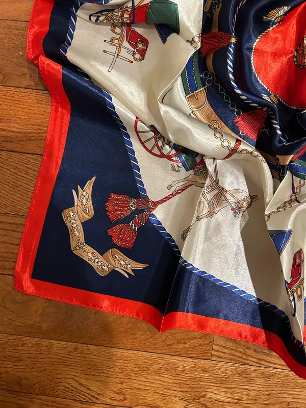 Vintage Regal Carriage&Horse EQUESTRIAN oversized square Silk Scarf 35/35 - Image 16