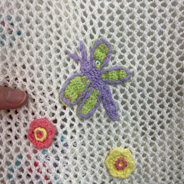 Vintage Christopher & Banks cream crocheted button butterfly floral sweater vest - Image 6