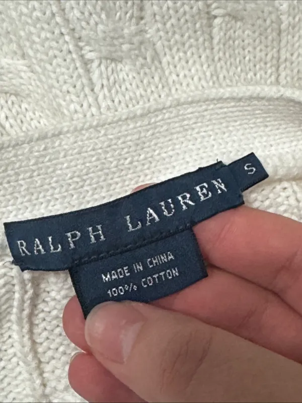 Ralph Lauren Off White Classic Cable-Knit Cardigan Short Sleeve Sweater size S - Image 7