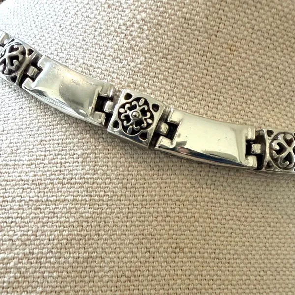 Brighton Tribeca Silver Tone Adjustable Choker Necklace Scroll Link Necklace - Image 3