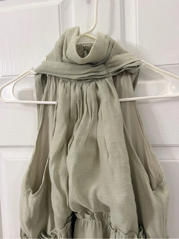 MARBLE Light Sage Tiered Halter Maxi Dress Green Size M - Image 2