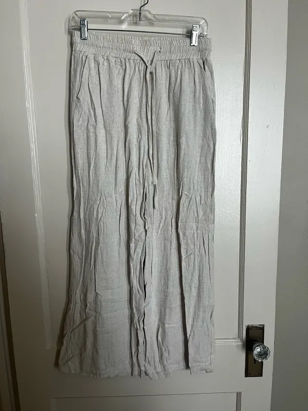 Cream linen pants Tan Size L - Image 2