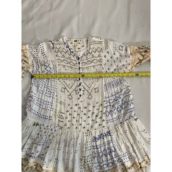 Free People Shibori Ivory‎ Print Long Sleeve Button-Up Tunic - Image 6