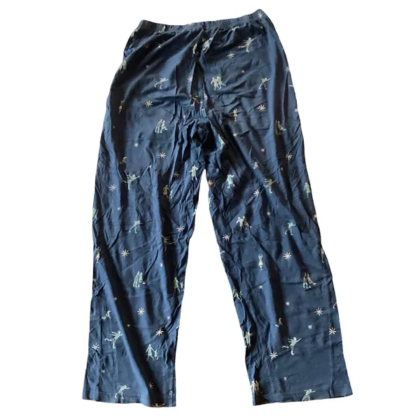 Wide Leg Pajama Pants Blue - Image 4