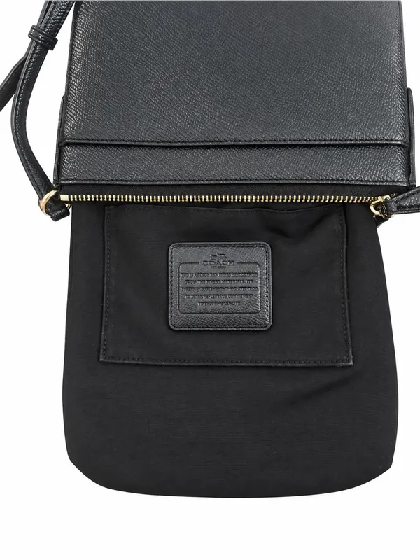 Coach Crossgrain Leather North South Crossbody Messanger Bag Black - Image 4