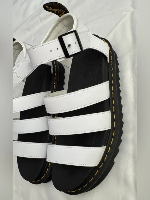 Dr. Martens White Triple-Strap Sandals with Black Sole size 9 NWOB - Image 6