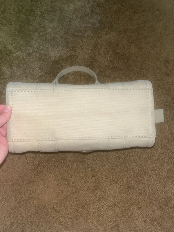 Marc Jacobs Small Tote Bag in Cream with White Logo - Image 4