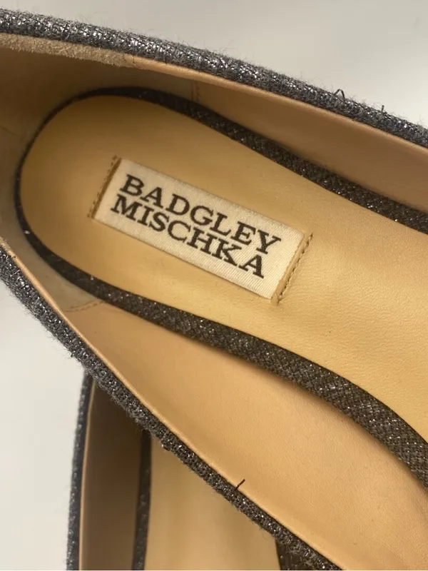 Badgley Mischka grey tweed pointy toe ballet flats academia fall winter 6.5 - Image 3