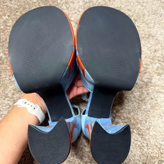 Current Mood Little Pistol Platform Heels 7 Denim Orange Flame Block - Image 5