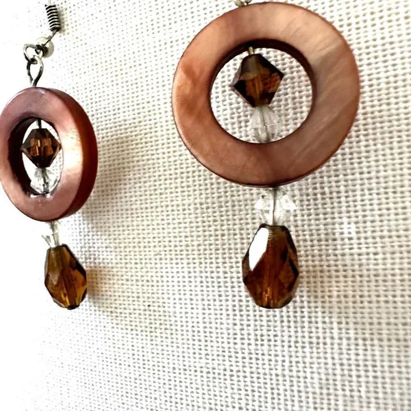 Abalone Crystal circle drop earrings - Image 4