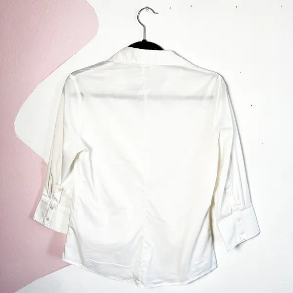 Zara Woman's Long Sleeve Button Down White Cotton‎ Size Medium Made In Italy - Image 2