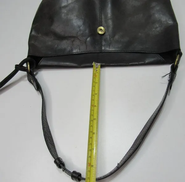 Born Black Leather Shoulder Bag Flip Opening Boho Classic Goth Minimalist - Image 11