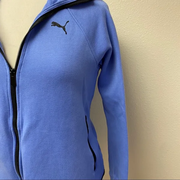 Puma Periwinkle Blue Hooded Full Zip Track Jacket Women’s Small - Image 3