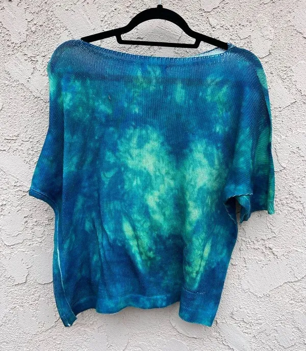 Luisa Ricci Made in Italy tie dye blue green knitted top - Image 2