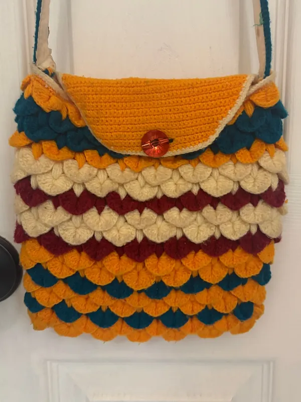 Vintage Handmade Colorful Crochet Purse - Image 2