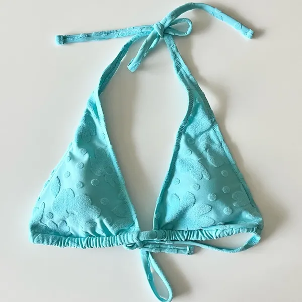 NWT Aerie Terry Floral Big Sur Turquoise Blue Triangle Bikini Top Size Large - Image 6