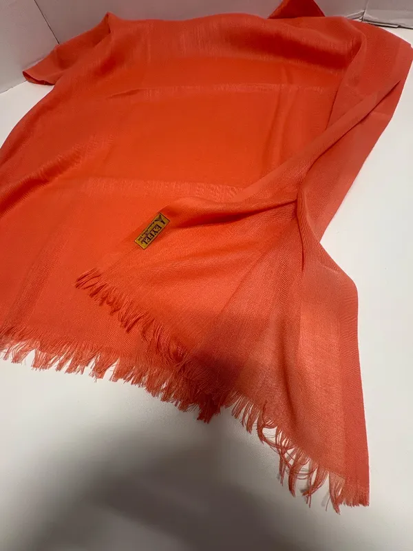 EYFEL Vibrant Orange Pashmina Shall With Fringes - 28.5" x 67.5" - NEW In Bag. - Image 13