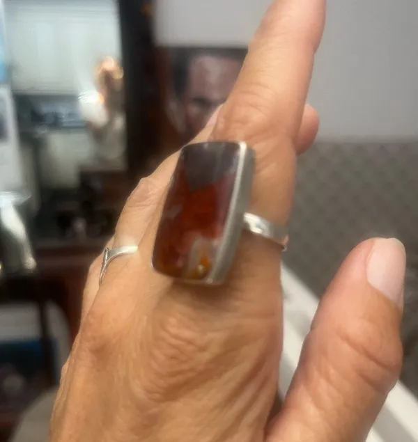 Sterling Silver on sardonyx AGATE ring sz 7 - Image 4