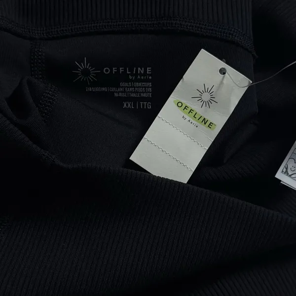 NEW Offline By Aerie 7/8 Leggings Ribbed Hi Rise Black Athletic Stretch XXL‎ - Image 9